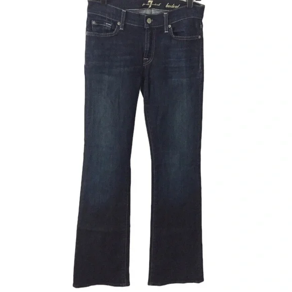 7 For All Mankind Dark Indigo Bootcut Flare Jeans Low Rise Stretch 27 7FAM - Picture 9 of 13